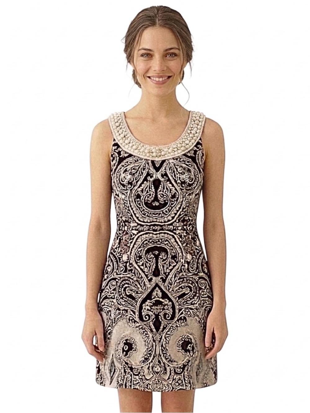 Free People Cream Folklore Dress in Espresso Brown Size 4
